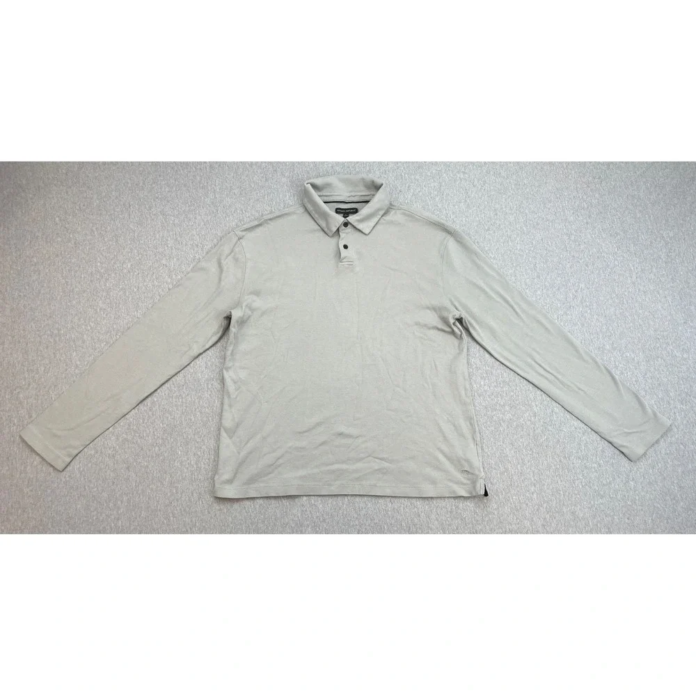 Banana Republic Polo Mens Large Gray 100% Cotton Long Sleeve